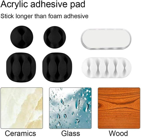 24 Pieces Adhesive Cable Clips Viaky Wire Management Desk Cable Organizer Cord Clips Cable Holder Clamps - Home, Office, Cubicle, Car, Nightstand,...
