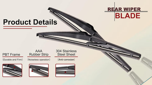 OTUAYAUTO Rear Windshield Wiper Blades - 11" Car Back Window Wiper - Replacement for Chevy HHR, Hyundai Accent, Jeep Grand Cherokee, Kia Rio Soren...