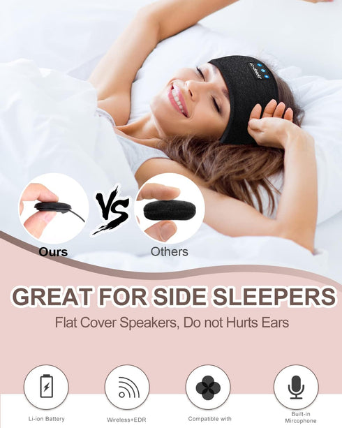 LC-dolida Headphones Headband Bluetooth Sleep Headphones for sleeping Music Sleep Mask Headphones with Thin HD Stereo Speakers Perfect for Side Sl...