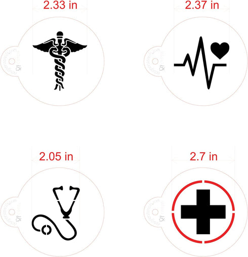 Medical Symbols Cookie Stencil Set C992 By Designer Stencils Beige/Semi-Transparent, 2.5 x 2.5...