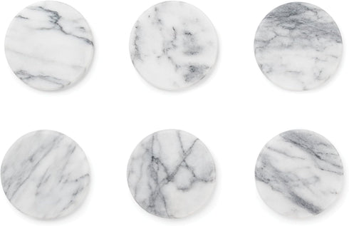 Fox Run 48749 Natural White Polished Marble Stone Coasters, Set of 6...