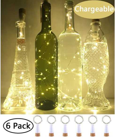 NeoJoy Rechargeable Wine Bottle Lights, LED Cork Lights USB Fairy String Lights Parties Decoration, Warm White...