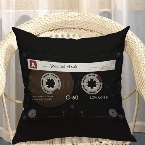 Mugod Retro Audio Cassette Throw Pillow Music Record Player Low Noise 80s Plastic Tape Cotton Linen Square Cushion Cover Standard Pillowcase 18x18...