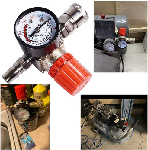 Air Compressor Pressure Regulator with Dial Indicator, 0-175 PSI Air Gauge for Air Compressor and Air Tools (four-way valve)...