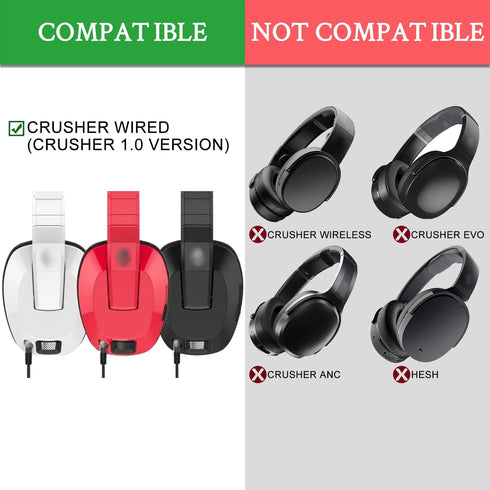 SOULWIT Earpads Replacement for Skullcandy Crusher Wired (Crusher 1.0) Over Ear Headphones(Do Not Fit Crusher 2.0/360/ANC/Evo/Wireless, Hesh), Ear...