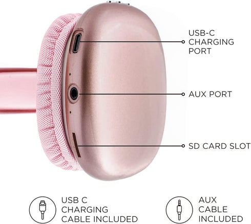 iJoy Ultra Wireless Headphones with Microphone- Rechargeable Over Ear Wireless Bluetooth Headphones with 10Hr Playtime, SD Slot, Backup Wire- Soft...