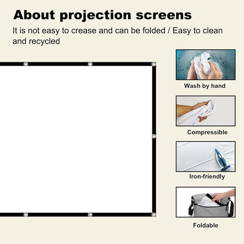 Foldable 60-inch Projector Screen, XINLEMY 4K 16:9 HD Portable Projection Movie Screen Double-Sided Cinema Screen for Home Theater Backyard Indoor...