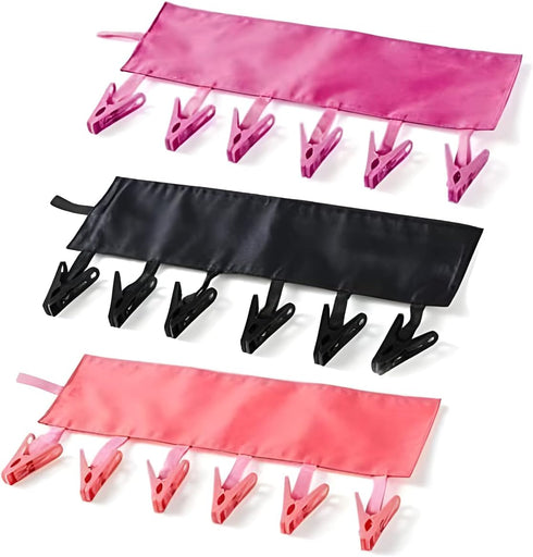 TamBee Travel Hangers Foldable for Suitcase Clothespin Travel Portable Folding Clothes Drying Hanger with 6 Clips Pack of 3 (Black, Red, Rose red)...