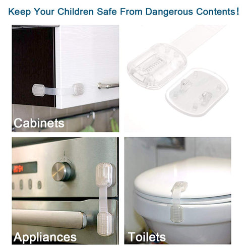 Baby Safety Locks - Maveek 8 Pack Child Proofing Lock For Drawers Doors Cupboard Dresser Door Closet Toilet Seat Oven Refrigerator, Adjustable Tra...