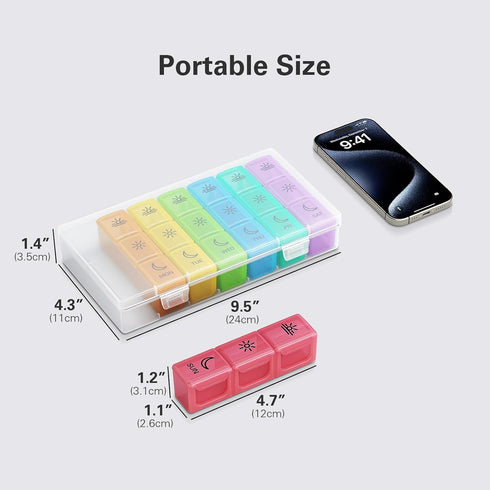 BUG HULL Pill Organizer 3 Times a Day, Large Weekly Medicine Pill Organizer 3X a Day, 7 Day Pill Box Cases Morning Noon Evening for Vitamin, Cod-L...