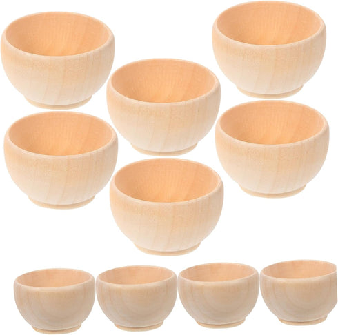ORFOFE 10pcs Wooden Egg Holders Dipping Sauce Bowls Wooden Pinch Bowls Wooden Craft Bowls Small Wood Bowl Unfinished Wooden Bowls Wooden Bowl Toy ...