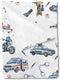 Watercolor Police Vehicles Car Motorcycle Helicopter Baby Blanket for Boys Police Dogs Flannel Swaddle Blanket Soft Receiving Blankets Newborn Nur...