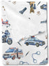 Watercolor Police Vehicles Car Motorcycle Helicopter Baby Blanket for Boys Police Dogs Flannel Swaddle Blanket Soft Receiving Blankets Newborn Nur...