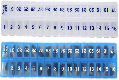 AM PM 31 Day Once-a Day Monthly Pill Planner Organizers - Large Compartment Pill Boxes Store Medications for Entire Month Plus Compartment for Ext...