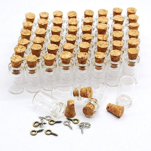 0.5ML Cork Bottles Vials Clear Glass Bottles Mini Tiny Jars Bottles With Corks Miniature Glass Bottle With Cork Empty Sample Jars Small,100 Botlle...
