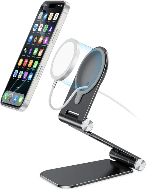 OMOTON Stand for MagSafe Charger, Foldable Phone Stand Holder for MagSafe Accessories? Compatible with iPhone 16/15/14/13/12 Pro Max/Pro, [Charger...