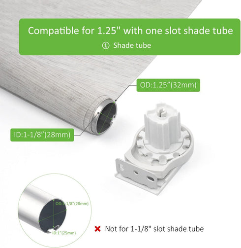 Rollerhouses Roller Shade Brackets with Mechanism Roller Shade Clutch+Skyline Mounting Brackets + End Plug for 1 1/4" Tube, White...