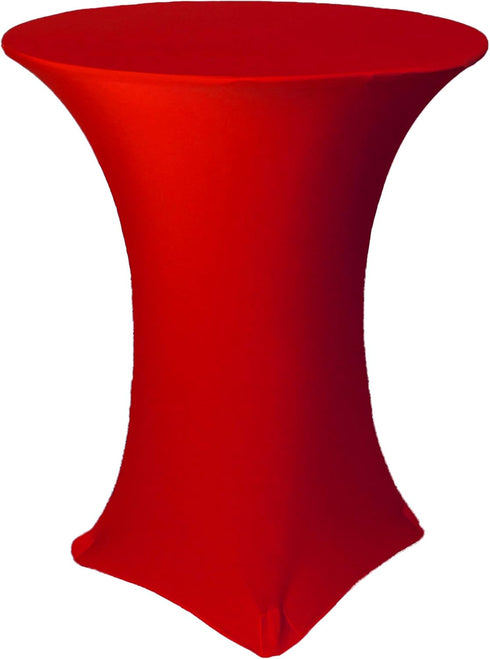 YOUR CHAIR COVERS - 36" D x 42" H Highboy Cocktail Round Stretch Spandex Table Cover - Red, Fitted Elastic Tablecloth for Round Tables, Outdoor Pa...