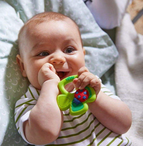 HABA Lucky Shamrock Safe Silicone Teether and Grasping Toy for Developmental and Sensory Play for Babies 6 Months and Up - Dishwasher Safe...