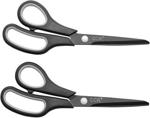 CCR Scissors 8 Inch Soft Comfort-Grip Handles Sharp Titanium Blades, 2-Pack...
