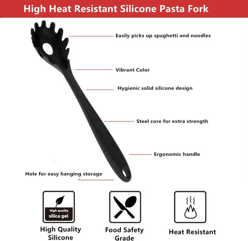 Spaghetti Spoon Pasta Fork,Silicone Pasta Fork,11.2 inch Spaghetti Strainer Kitchen High Heat Resistant Noodle Spoon Server,Food Grade Pasta Spoon...