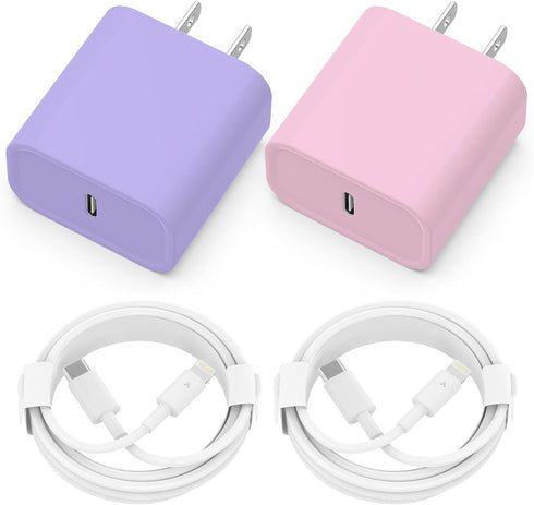 Phone Charger, 2 Pack 20W PD USB C Wall Fast Charger Adapter with 2 Pack 6FT Type C to Ligh.tning Cable Compatible for Phone 14 13 12 11 Pro Max X...