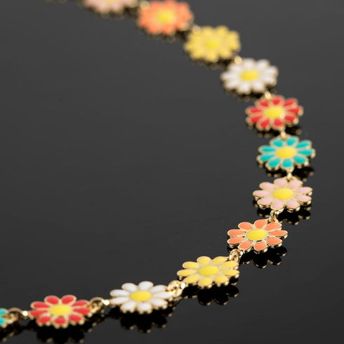 YOUBEIYEE 9.8 Feet/3M Colorful Daisy Flower Chain Bulk Gold Plated Brass Chains for Jewelry Making Enamel Floral Chain Roll Women Necklace Bracele...