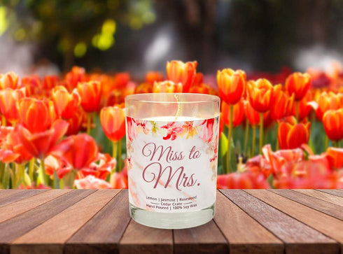 Miss to Mrs. Luxury Scented Soy Candle - Engagement Candle, Wedding Day Candle, Bridal Shower Gift, Engaged, Congrats, Unique Bride Gift for The B...