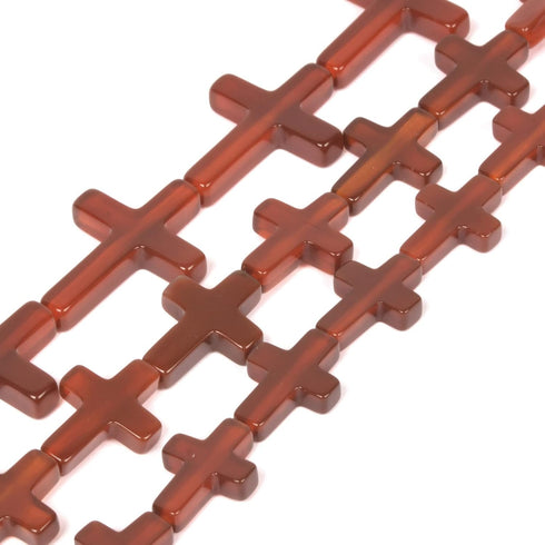 20mm Carved Red Agate Cross Charms Bead Gemstone Jewelry Making Supplies Loose Bead 16 Inch...