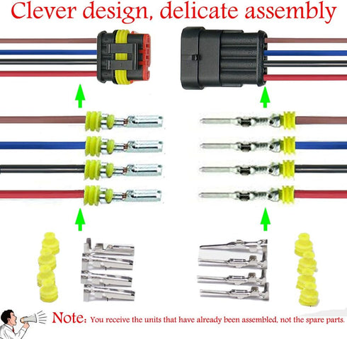 16 AWG Way Car Waterproof Electrical Connector,4 pin Plug Auto Electrical Wire Connectors Marine for Car, Truck, Boat, and Other Wire Connections....