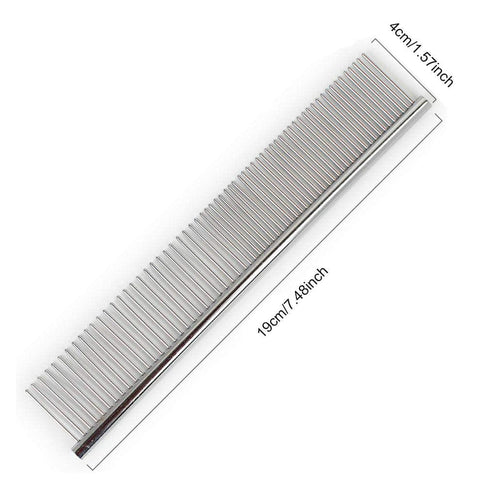 Pet Steel Comb with Rounded Ends Stainless Steel Teeth,metal Cat Dog Comb for Removing Tangles and Knots,Poodle Grooming Deshedding Tool, 7 1/2-in...