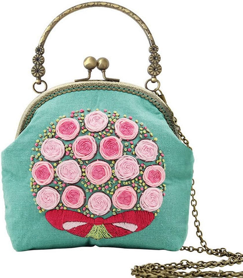 Gogobear Handmade DIY Embroidered Purse for Women Girls Beginners Embroidery Coin Purse Kits Pink Flowers......