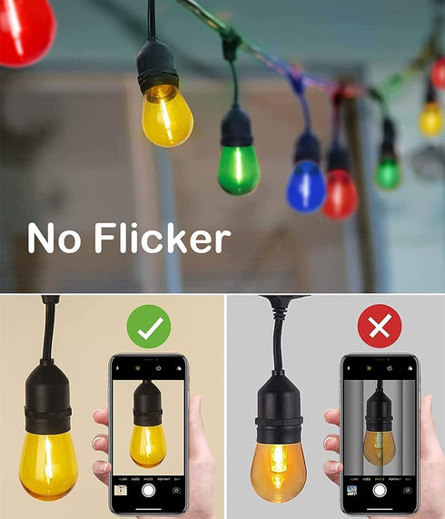 15 Pack S14 LED Light Bulb Orange LED Replacement Bulbs 2W S14 LED String Light Edison Bulb E26 Base Plastic Shatterproof LED Decorative Bulbs for...