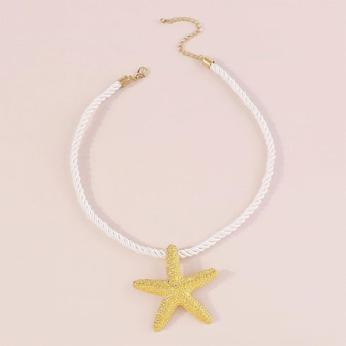 Dcfywl731 Starfish Necklace Seashell Necklace for Women Gold Beach Charm Necklace Trendy Layered Shell Conch Necklace Summer Surfer Neclace Beach ...