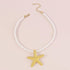 Dcfywl731 Starfish Necklace Seashell Necklace for Women Gold Beach Charm Necklace Trendy Layered Shell Conch Necklace Summer Surfer Neclace Beach ...
