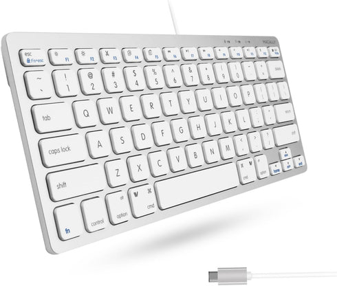 Macally Small USB C Keyboard - Plug & Play Compatible Wired Apple Keyboard for Mac mini, MacBook Pro/Air, iMac, iPad, Windows, Chromebook with USB...
