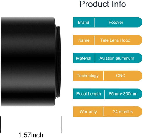 72mm Tele Metal Screw-in Lens Hood Sunshade with Centre Pinch Lens Cap for Canon Nikon Sony Pentax Olympus Fuji Sumsung Leica Camera + Cleaning Cl...