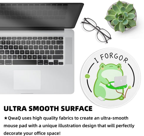 Funny Work Frog Small Mouse Pad, Cute Aesthetic Anime Mousepad with Non-Slip Rubber Base, Round Mouse Pads for Desk Accessories Laptop Gaming Offi...