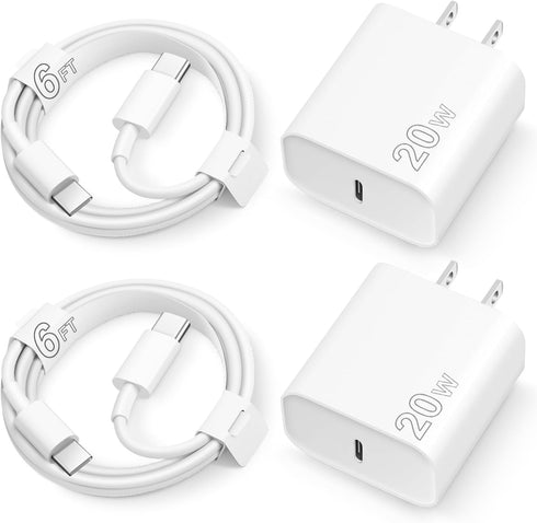 iPhone 15 Charger Fast Charging Type C Charger USB C Charger Block iPad Pro Charger with 2 Pack 6FT Cable for iPhone 15/15 Plus/15 Pro/15 Pro Max/...
