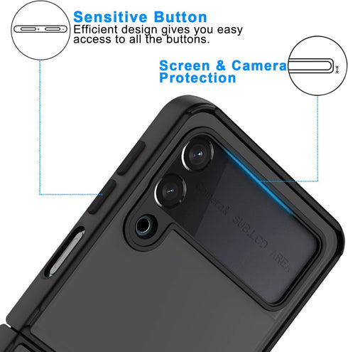 TJS Compatible with Samsung Galaxy Z Flip 3 5G Case, Metal Ring Kickstand Magnetic Support Drop Protective Cover Phone Case (Yellow)...