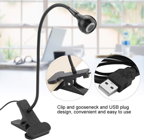 LED Clip On Reading Light, Book Light, Bed Lamp, Sample Style USB LED Table Light Mini Desk Night Lamp with Clip for Home Study Reading (Warm-Blac...