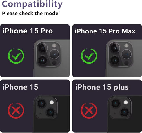 AFARER [2 Pack Camera Lens Protector for iPhone 15 Pro 6.1"/iPhone 15 Pro Max 6.7",3D Aluminum Metal Lens Film,9H Hardness Tempered Glass Camera S...