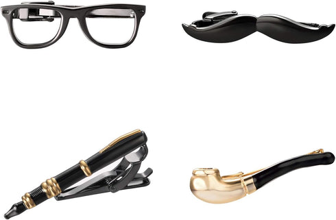 Yoursfs 4Pcs Novelty Tie Clips Set for Men 316L Stainless Steel Cool Unique Tie Bar Pin Set Men's Fashion Jewelry Accessories...