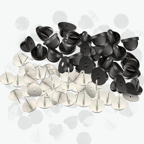 Tie Tacks Blank Pins with PVC Rubber Pin Backs, 50 Pairs Locking Clasp for Badge Insignia DIY Crafts...