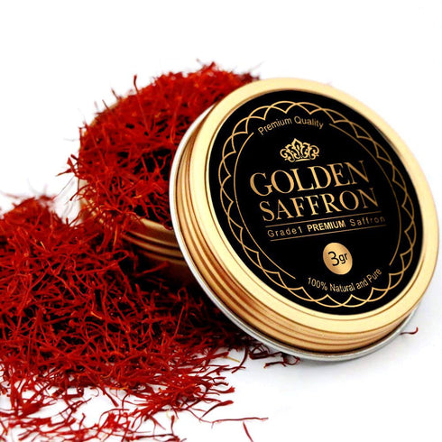 Golden Saffron, Finest Pure Premium All Red Saffron Threads, Grade A+ Super Negin, Non-GMO Verified. For Tea, Paella, Rice, Desserts, Golden Milk ...