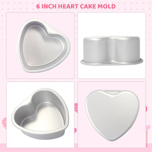 Heart Shaped Cake Pan 6 Inch Aluminum Cake Pans Heart Cake Tin Baking Cake Mold for Valentine's Day Weddings Birthday Party...