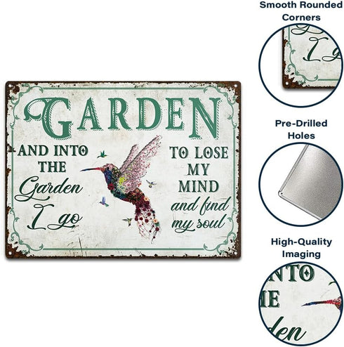 Wander Prints Birthday Gardener Gift for women, men Mom, Dad, Grandma, Grandpa Who Love Garden -Christmas House Warming Gift Hummingbird Metal Sig...