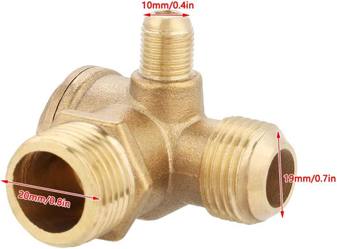 Air Compressor Check Valve, Male Thread 90 Degree Air Compressor Check Valve 3 Port Brass Spare Parts Tube Connector Pipe Joint Tool Replacement f...