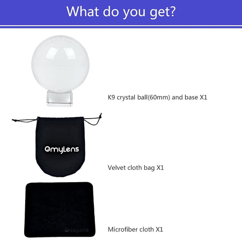 Professional 60mm Crystal Ball Lens with Stand and Silk Bag, Magic Ball Decorative (6cm/2.36 Inch) Set...