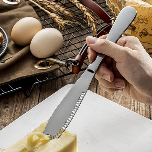 Butter Knife,Butter Cutter Slicer Stainless Steel Butter Knife Spreader,3 In 1 Multi Function Cheese Knife Easy Spread Butter Curler Knife For Col...